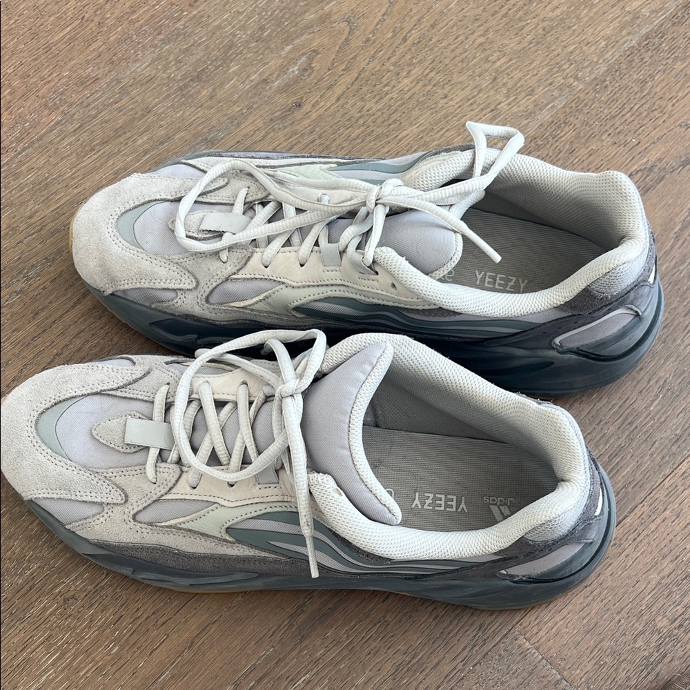 Yeezy Light Gray and Dark Gray Sneakers